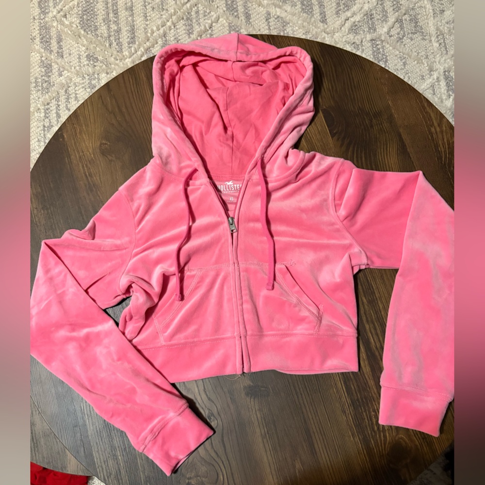 Hollister Pink Velour Zip-sweatshirt